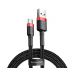CABLU alimentare si date Baseus Cafule, Fast Charging Data Cable pt. smartphone, USB la USB Type-C, 100W, braided, 2m, rosu + negru CATKLF-C91 (timbru verde 0.08 lei) - 6953156278240 