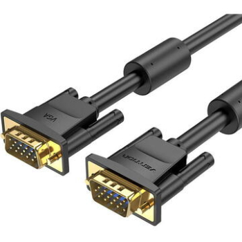 Cablu video Vention, VGA(T) la VGA(T), 3m, rezolutie maxima 1080p la 60 Hz, conectori auriti, cupru, invelis PVC, filtre de ferita, negru, DAEBI (timbru verde 0.80lei) - 6922794741638 