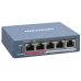 Switch 4 porturi PoE, 1 port uplink RJ45, SMART Management - HIKVISION DS-3E1105P-EI  
