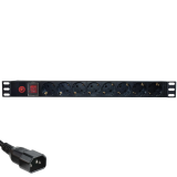 Priza de rack 19 inch, PDU 1U, 8 posturi Schuko cu alimentare C14, Eco Xcab ECOXCAB-819-C14
