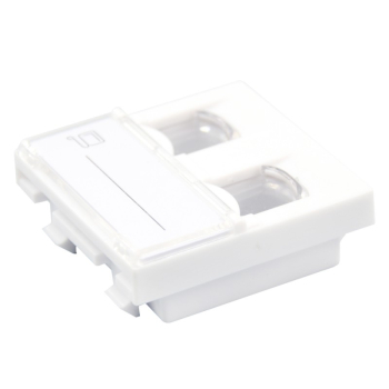 MUFE RJ45 si PRIZE retea Emtex Faceplate 45x22.5 pentru 1x keystone (compatibil Legrand Mozaic) - Emtex EMT-FP4545-2 
