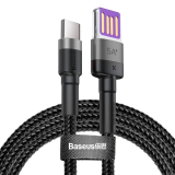 CABLU alimentare si date Baseus Cafule HW, Fast Charging Data Cable pt. smartphone, double side USB la USB Type-C 40W, braided, 1m, gri 