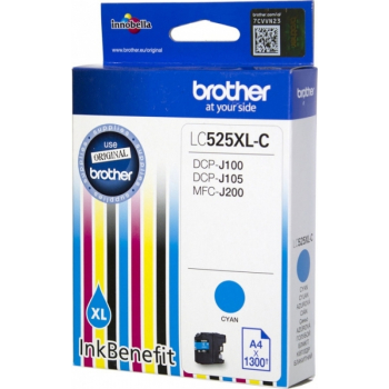 Cartus Cerneala Brother LC-525XLC - High Yield Cyan Ink Cartridge (~1300 pag) DCPJ100/DCPJ105/MFCJ200