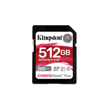Card memorie Kingston 512GB SDXC CANVAS REACT PLUS U3/UHS-II 280R/150W V60 FULL HD/4K SDR2V6/512GB