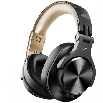Casca OneOdio wireless, cu fir, tip over ear, utilizare multimedia, DJ, conectare prin Bluetooth 5.2 | Jack 3.5 mm | Jack 6.35 mm, difuzor 40 mm, impedanta 32 Ohm, acumulator 650 mAh, negru | auriu,  