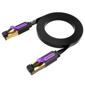 Patch Cord STP Vention, Cat. 7, 15m, flat cable, conductor cupru, viteza max transfer 10 Gbps, invelis PVC, negru, ICABN (timbru verde 0.8 lei) - 6922794729889 Patch Cord STP Vention, Cat. 7, 15m, flat cable, conductor cupru, viteza max transfer 10 Gbps, invelis PVC, negru, ICABN (timbru verde 0.8 lei) - 6922794729889