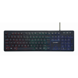 TASTATURA GEMBIRD USB, multimedia 104 taste + 12 taste multimedia, iluminare de fundal 3 culori, 1.45m, black KB-UML3-02 (timbru verde 0.8 lei) 