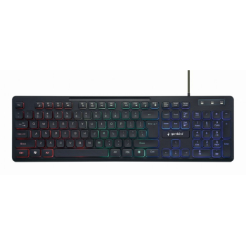 TASTATURA GEMBIRD USB, multimedia 104 taste + 12 taste multimedia, iluminare de fundal 3 culori, 1.45m, black KB-UML3-02 (timbru verde 0.8 lei) 