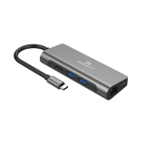 DOCKING Station Gembird universal, 5-in-1, conectare PC USB Type C, USB-C x 1, USB-A 3.1 x 3, porturi video HDMI x 1, PD 100 W, Audio, argintiu, A-CM-COMBO5-05