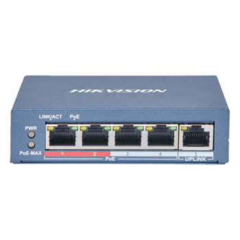 Switch 4 porturi 100 Mb PoE, 1 port uplink RJ45 100 Mb, SMART Management - HIKVISION DS-3E1105P-EI-M  