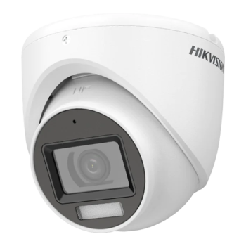 Camera analogica Dual Light - Camera analog 2MP, lentila 2.8mm, IR 30m, WL 20m, TVI/AHD/CVI/CVBS, Mic., IP67 - HIKVISION DS-2CE76D0T-LMFS-2.8mm  