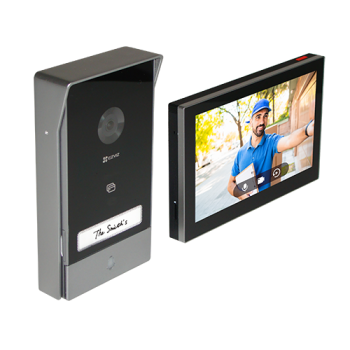 Videointerfon Kit interfon video inteligent EZVIZ, rezolutie 2k, monitor TFT 7 inch, instalare pe 2 fire, RFID, comenzi poarta/usa, SDcard, Wi-Fi, IR CS-HP7-2k  