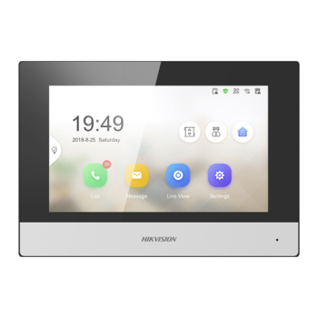 Monitor videointerfon Touch Screen TFT LCD 7 inch, conectare 2 fire, Wifi - HIKVISION DS-KH6320Y-WTE2  
