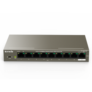 Switch 8 porturi PoE, 1 port uplink RJ45, 10/100Mbps - TENDA TND-TEF1109P-8-63W  