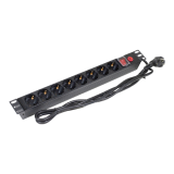 PDU 8 prize Shuko, 19, 1U, aluminiu cu protectie - ASYTECH Networking ASY-PDU-8 
