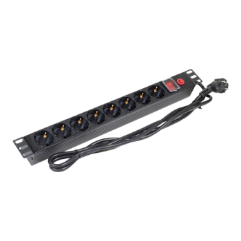 PDU 8 prize Shuko, 19, 1U, aluminiu cu protectie - ASYTECH Networking ASY-PDU-8 