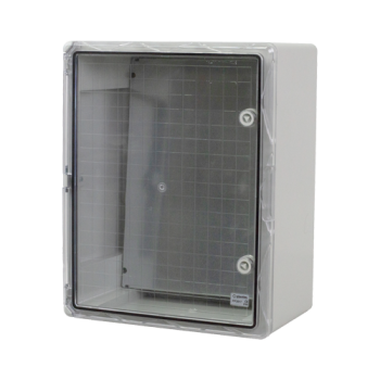 Plastim Cutie distributie IP65 din ABS gri, usa transparenta, placa metalica, 400x500x240 mm PP3017  