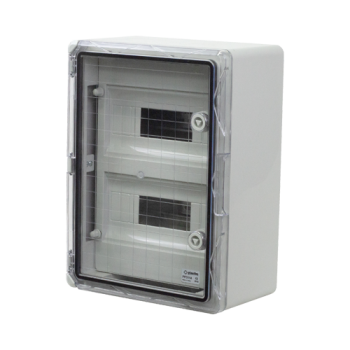 Plastim Cutie modulara IP65 din ABS gri, usa transparenta, 2 x 12 module, 300x400x170 mm PP3114  