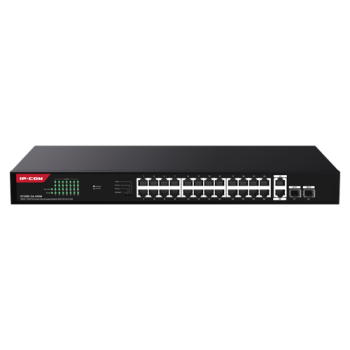 Switch 24 porturi Gigabit PoE, 2 x RJ45 Uplink Gigabit, 2 x SFP Gigabit, 1U - IP-COM G1128P-24-410W  