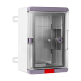 Cutie distributie IP67 din ABS gri, usa transparenta, placa metalica, 300x400x170mm PS304017