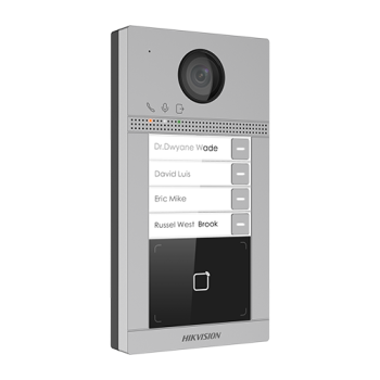 Panou exterior videointerfon TCP/IP pentru 4 familii, Wi-Fi 2.4GHz, control acces integrat - HIKVISION DS-KV8413-WME1  