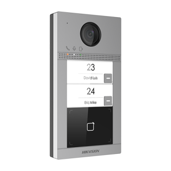 Panou exterior videointerfon TCP/IP pentru 2 familii, Wi-Fi 2.4GHz, control acces integrat - HIKVISION DS-KV8213-WME1  