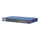 Switch 16 porturi POE Gigabit Hikvision DS-3E0518P-E; L2, UNMANAGED; 16 × Gigabit PoE ports, 1 × Gigabit RJ45 port, and 1 × Gigabit SFP fiber optical port; porturile 1-16 alimentare POE maxim 30W per port; buget total switch: 230W; PoE power management; P