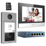 KIT videointerfon pentru o familie, Wi-Fi 2.4Ghz, monitor 7 inch - HIKVISION DS-KIS604-S  