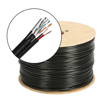 TSY Cable Cablu FTP autoportant cu alimentare 2x1.5, cat 5E, CUPRU 100%, 305m, negru TSY-FTP5E+2x1.50-MESS  