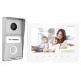 Kit videointerfon analogic 7inch, camera 2MP, conectare 2 fire - HIKVISION DS-KIS101-P(S)  