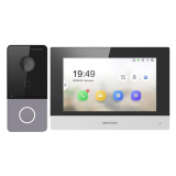 KIT videointerfon TCP/IP pentru 1 familie, monitor TFT LCD 7 inch - HIKVISION DS-KIS603-P  