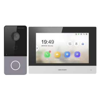 KIT videointerfon TCP/IP pentru 1 familie, monitor TFT LCD 7 inch - HIKVISION DS-KIS603-P  