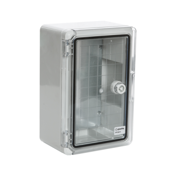 Plastim Cutie distributie IP65 din ABS gri, usa transparenta, placa metalica, 200x300x130 mm PP3011  
