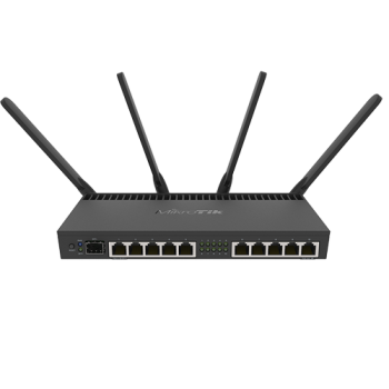 Router 10 x Gigabit, 1 x SFP+ 10Gbps,PoE IN/OUT, RouterOS L5, Wi-Fi - Mikrotik RB4011iGS+5HacQ2HnD-IN  