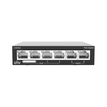 UNIVIEW Switch 4 porturi PoE, 2 porturi uplink RJ45 - UNV NSW2020-6T-POE-IN  