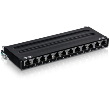 Patch Panel Wall Mount, 12 porturi RJ45 UTP, Cat6a, Ecranat, 0.5U - TRENDnet TC-P12C6AS  