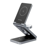 Statie incarcare wireless 3in1 Vention, MagSafe, telefon 15W, ceas 3W, casti 5W, fast charge, pliabil, magnetic, 1 x USB-C incarcare, argintiu, Statie incarcare wireless 3in1 Vention, MagSafe, telefon 15W, ceas 3W, casti 5W, fast charge, pliabil, magnetic, 1 x USB-C incarcare, argintiu,