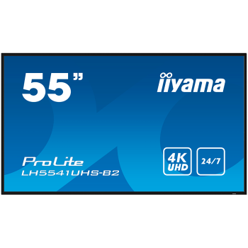 Iiyama 55IN 3840X2160 4K UHD IPS 1 HAZ/VGA HDMI 500CD/QM MEDIA PLAY USB LH5541UHS-B2   