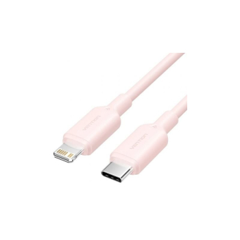 Cablu alimentare si date Vention, USB-C (T) la Lightning (T), 1m, 480 Mbps, 3A, PVC, roz, 