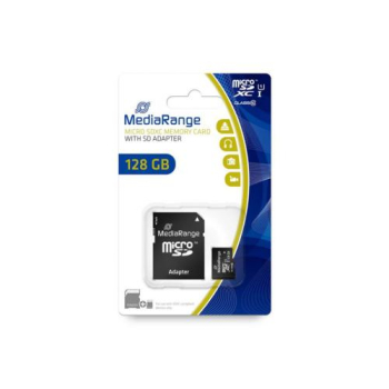Card memorie MediaRange Micro SDXC 128GB UHS-1 Class 10 with SD adapter MR945 (timbru verde 0.03 lei) 