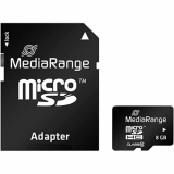 Card memorie MediaRange Micro SDHC 8GB Class 10 with SD adapter, MR957 (timbru verde 0.03 lei) 