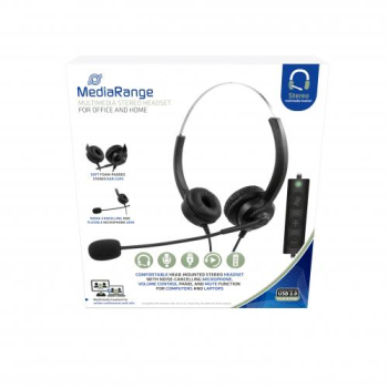 Casti MediaRange Corded stereo USB headset with microphone and control panel MROS304 (timbru verde 0.8 lei) 