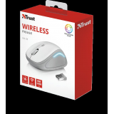 Mouse fara fir Trust Yvi FX Wireless Mouse - white  Specifications General Height of main product (in mm) 95 mm Width of main product (in mm) 57 mm Depth of main product (in mm) 40 mm Total weight 84 g Formfactor compact Ergonomic design no  Connectivity 