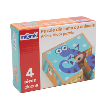 MomKi PUZZLE DIN LEMN CU ANIMALE, 4 PIESE MKT1110