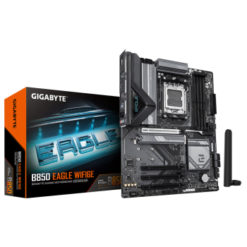 Placa de baza GIGABYTE B850 EAGLE WIFI6E, AM5, DDR5, Wi-Fi, BT, ATX, Negru