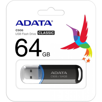 MEMORY DRIVE FLASH USB2 64GB/BLACK AC906-64G-RBK A-DATA