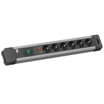 Prelungitor cu protectie Bachmann Connectus 6 prize 2 metri cu intrerupator protectie supratensiune negru BM-330.104R