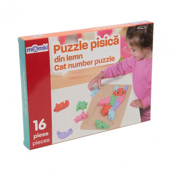 MomKi PUZZLE PISICA DIN LEMN, 16 PIESE MKT1074