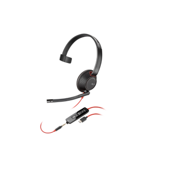Casti HP Poly Blackwire 5210 Monaural USB-C Headset +3.5mm Plug +USB-C/A Adapter 8X230AA