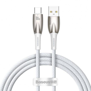 CABLU alimentare si date Baseus Glimmer, Fast Charging Data Cable pt. smartphone, USB la USB Type-C 100W, 1m, alb 